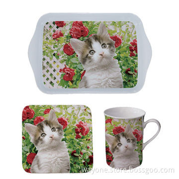 Tea Set, Made of 30% Melamine, Safe Contact with Food, Suitable for Promotions, Cat Motif